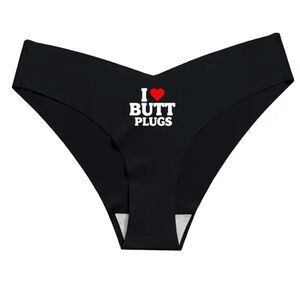 Black Cheeky Panties with Heart Graphic
